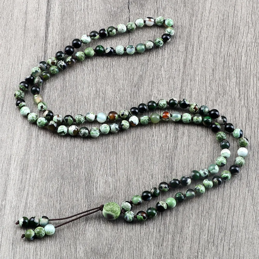 Round Agates Onyx Natural Stone Beads Necklace
