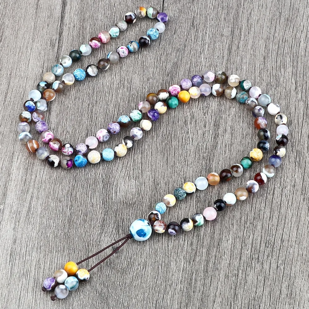 Round Agates Onyx Natural Stone Beads Necklace