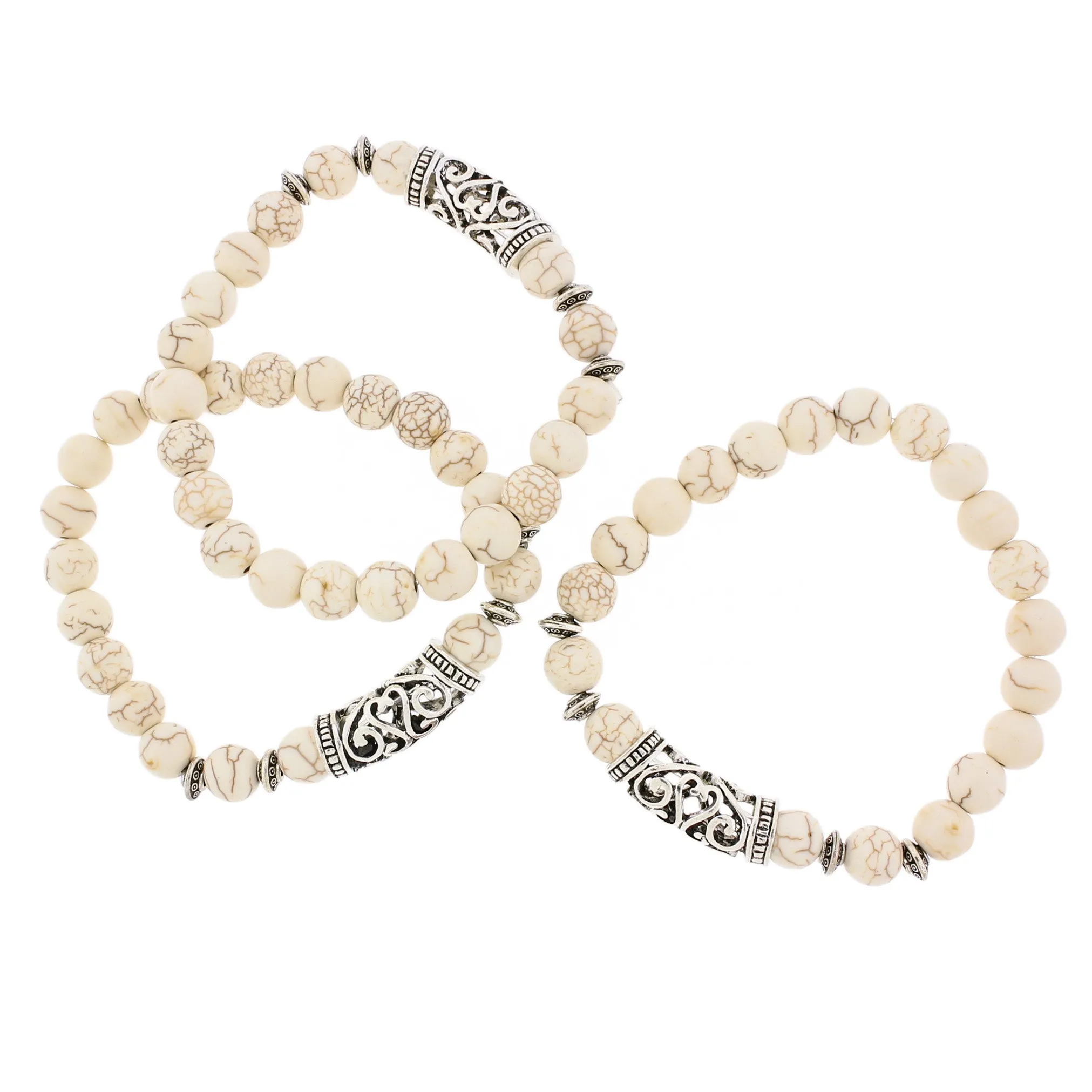 Round Bead Bracelet 45mm - 8mm Beads - Antique Silver Tone Bail - Choose Your Bead Material!