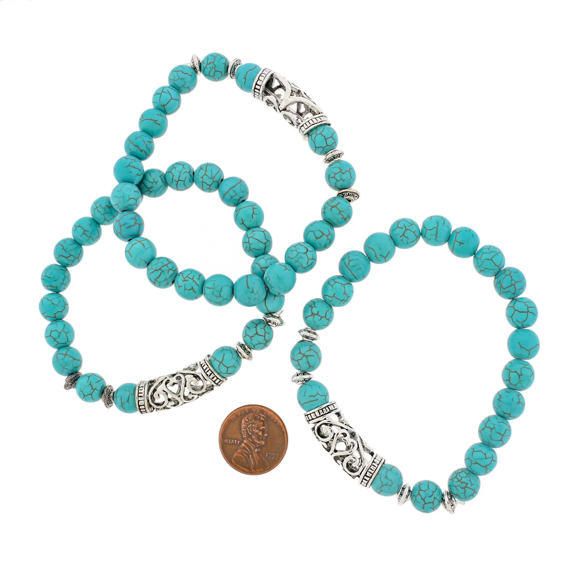 Round Bead Bracelet 45mm - 8mm Beads - Antique Silver Tone Bail - Choose Your Bead Material!