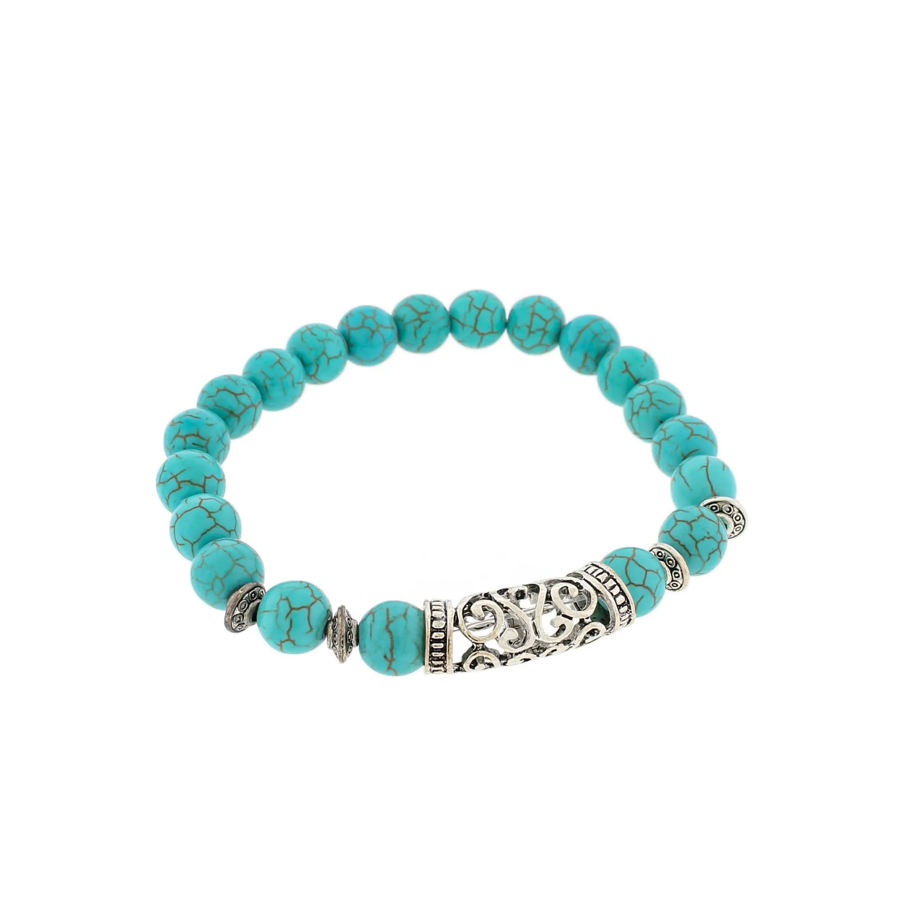 Round Bead Bracelet 45mm - 8mm Beads - Antique Silver Tone Bail - Choose Your Bead Material!