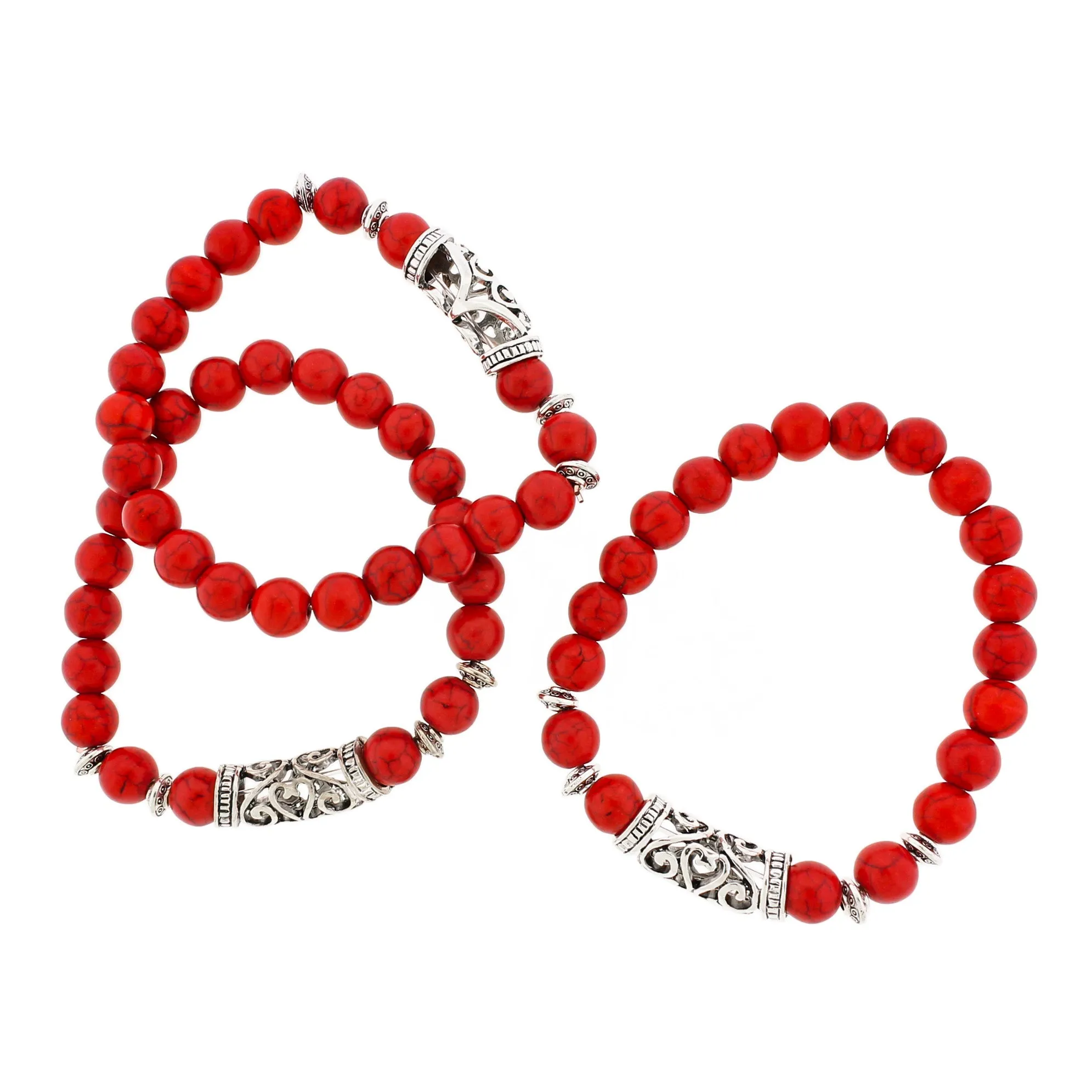 Round Bead Bracelet 45mm - 8mm Beads - Antique Silver Tone Bail - Choose Your Bead Material!