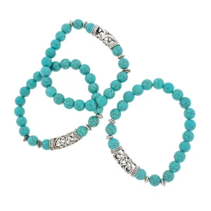Round Bead Bracelet 45mm - 8mm Beads - Antique Silver Tone Bail - Choose Your Bead Material!