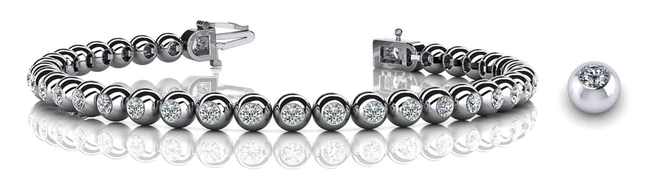 Round Bezel Set Lab-Grown Diamond Tennis Bracelet with 1.04 ct.(finished) 1.7mm