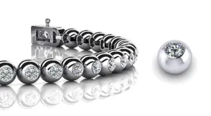 Round Bezel Set Lab-Grown Diamond Tennis Bracelet with 1.04 ct.(finished) 1.7mm