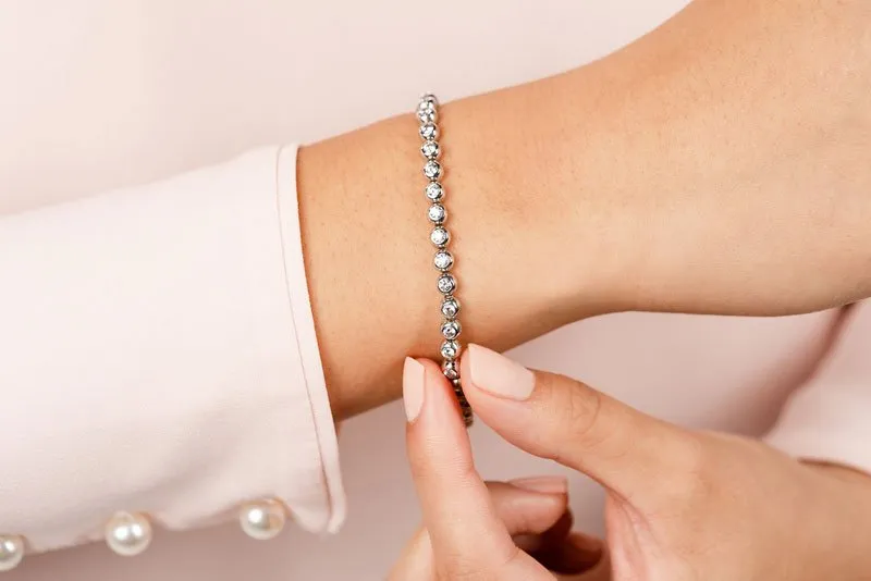 Round Bezel Set Lab-Grown Diamond Tennis Bracelet with 1.04 ct.(finished) 1.7mm