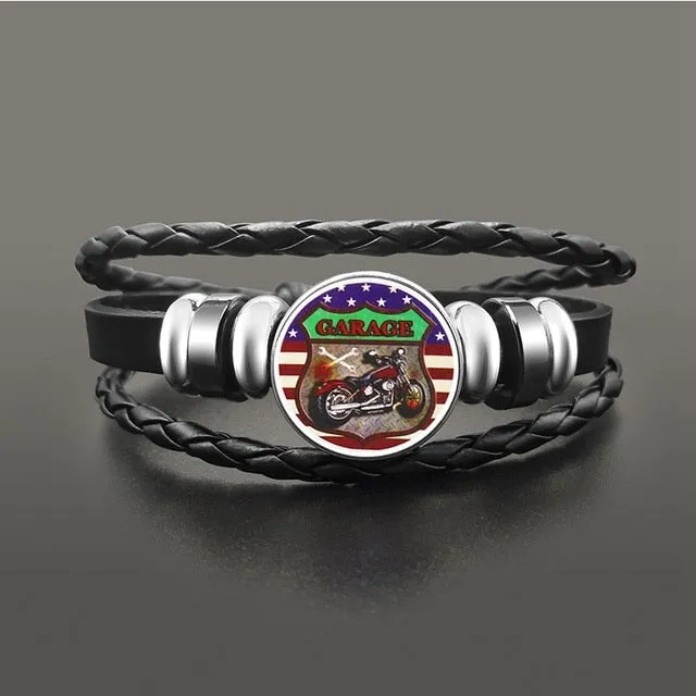 Route 66 Leather Bracelet Jewelry Button Snap Men Women (various models) SJA