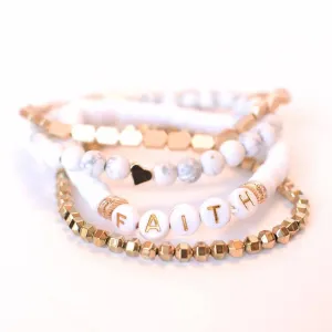 RTS / Faith Gold Beaded Bracelet Set