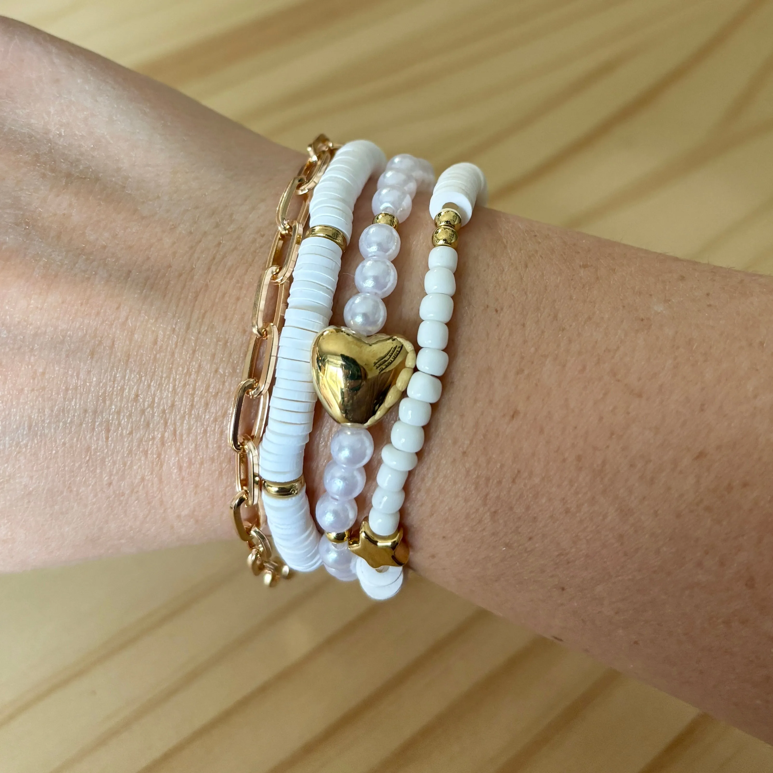 RTS / White   Gold Bracelet Set