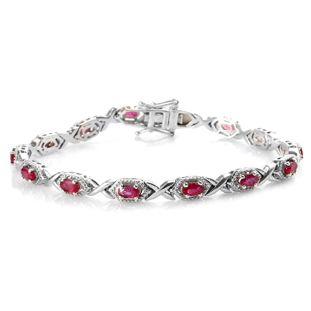 Ruby 925 Sterling Silver Tennis Bracelet Jewelry