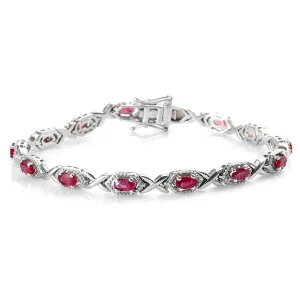 Ruby 925 Sterling Silver Tennis Bracelet Jewelry