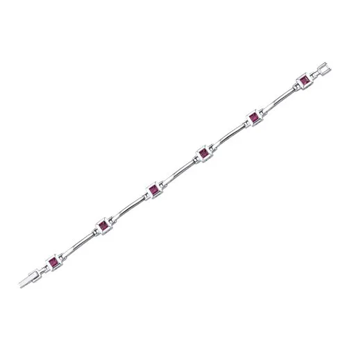 Ruby Bracelet Sterling Silver Princess Shape 3 Carats