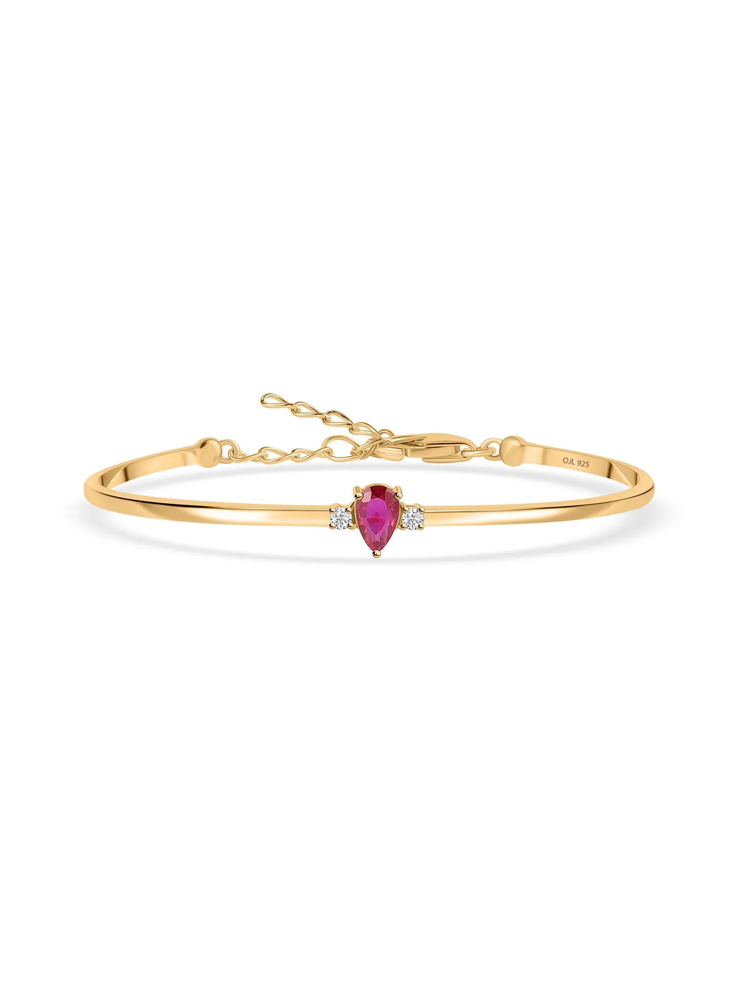 Ruby Gold Cuff Bangle For Women - Size 2.6