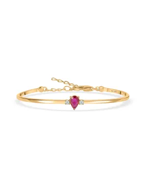 Ruby Gold Cuff Bangle For Women - Size 2.6