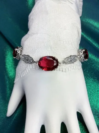 Ruby Red Bracelet, Edwardian Reproduction Jewelry #B70