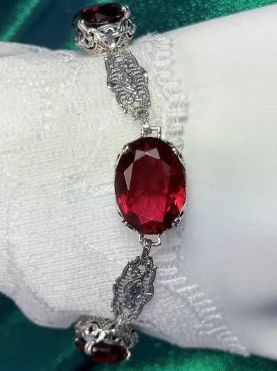Ruby Red Bracelet, Edwardian Reproduction Jewelry #B70