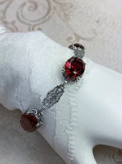 Ruby Red Bracelet, Edwardian Reproduction Jewelry #B70
