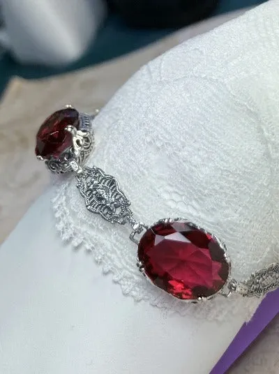 Ruby Red Bracelet, Edwardian Reproduction Jewelry #B70