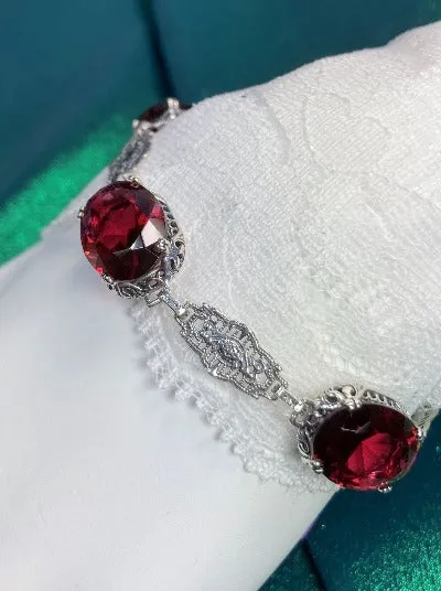 Ruby Red Bracelet, Edwardian Reproduction Jewelry #B70