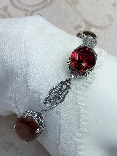 Ruby Red Bracelet, Edwardian Reproduction Jewelry #B70