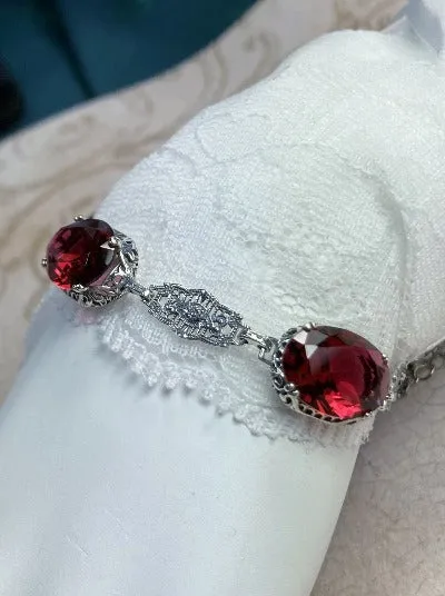 Ruby Red Bracelet, Edwardian Reproduction Jewelry #B70