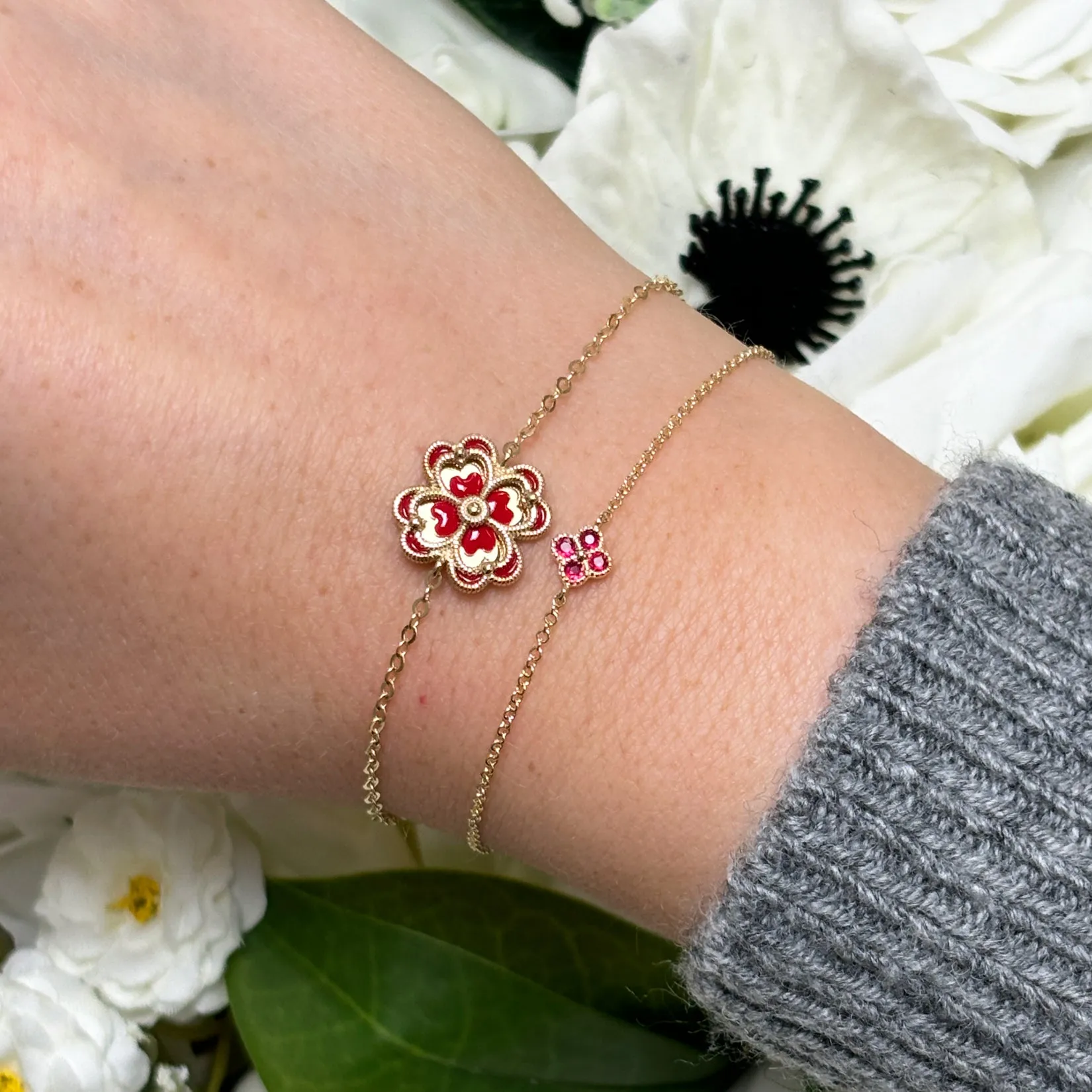 Ruby Single Clover Bracelet