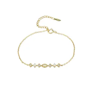 S925 Silver Diamond Shape Australian Opal Bracelet