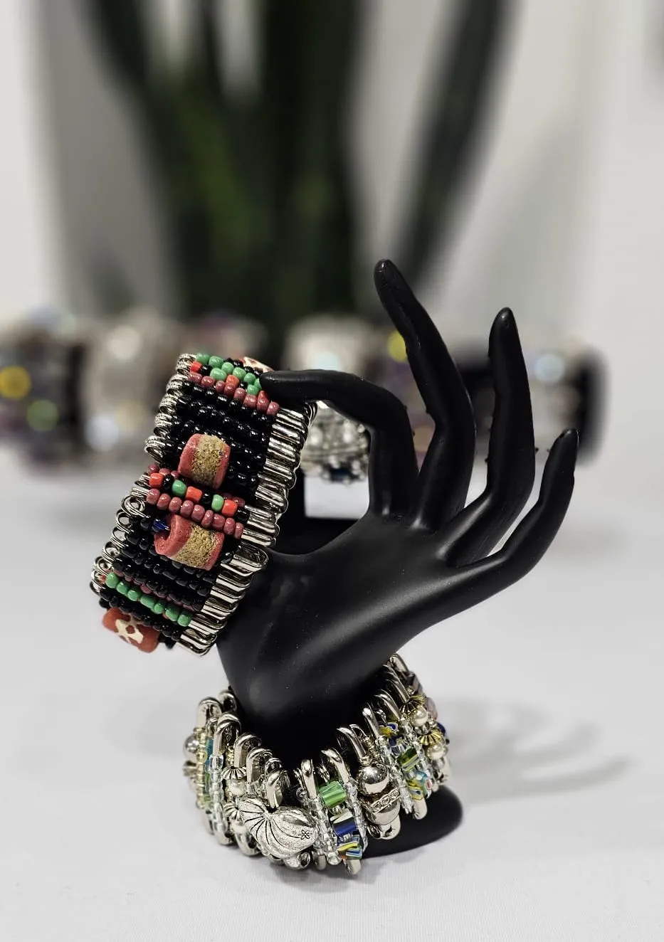 Safety Pin Bracelets by K. Joy Peters (Black, Red, Green)