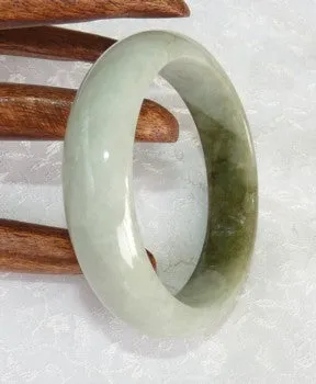 Sale-"Dao Balancing" Yin and Yang Green Jadeite Jade Grade A Bangle Bracelet 56mm   Certificate ( 630)
