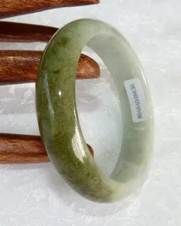 Sale-"Dao Balancing" Yin and Yang Green Jadeite Jade Grade A Bangle Bracelet 56mm   Certificate ( 630)