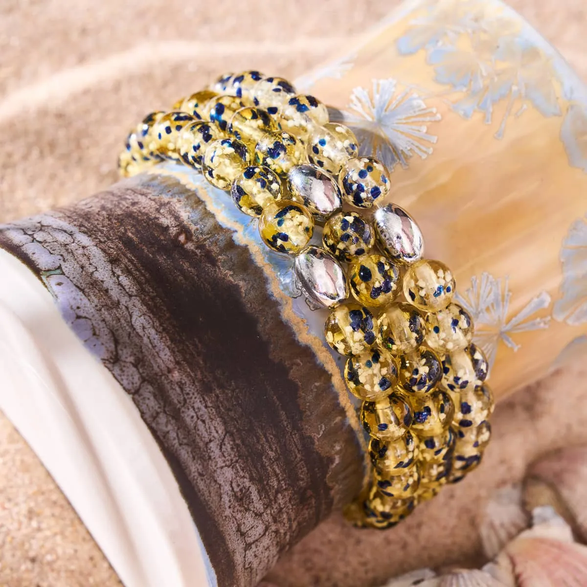 Sandstone Flame | .925 Sterling Silver | Firefly Glass Bracelet