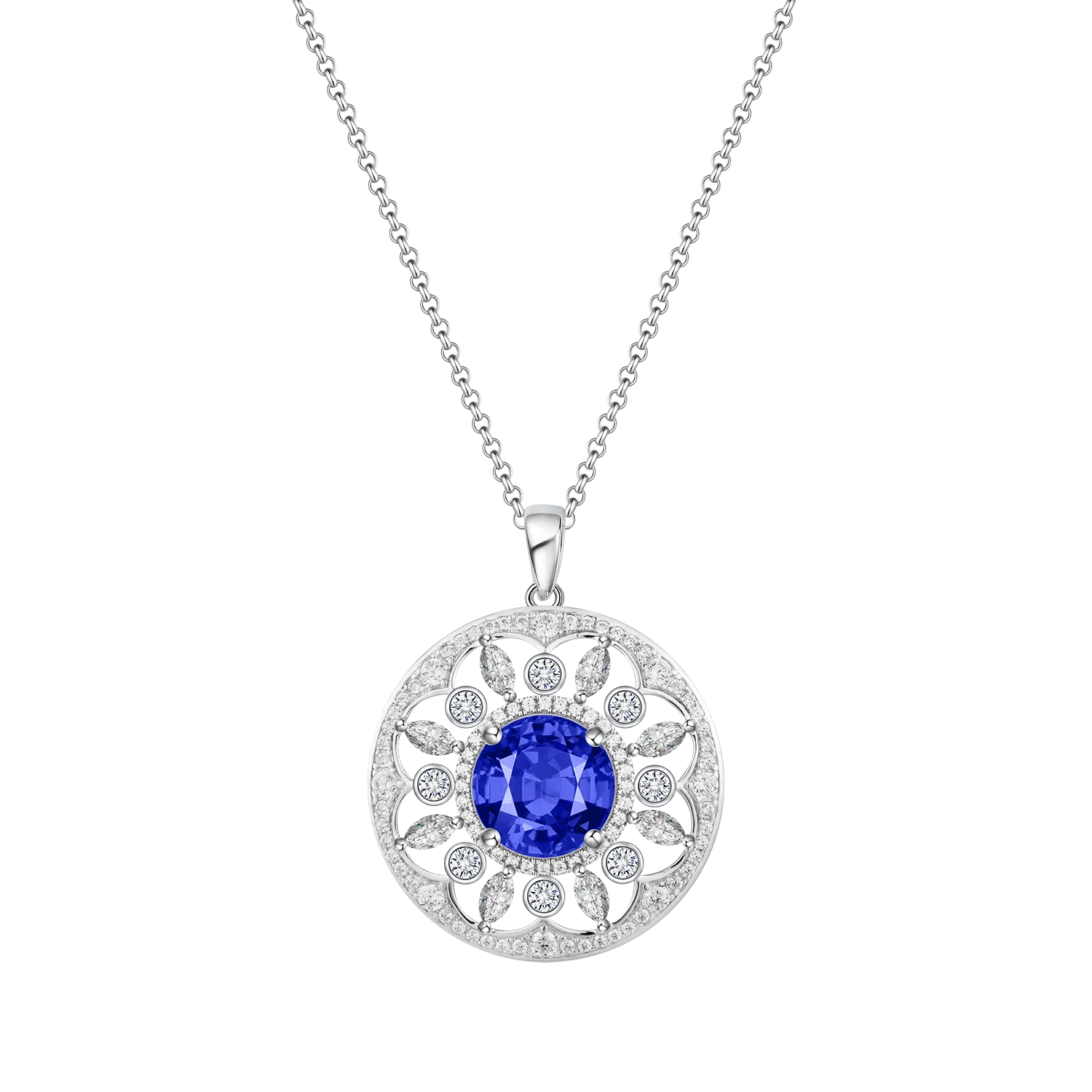 Sapphire Medallion Pendant Necklace