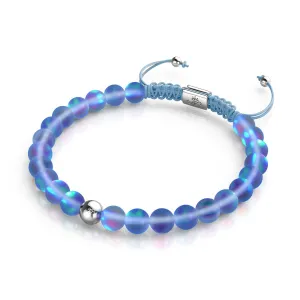 Sapphire | Silver | Mermaid Glass Macrame Bead Bracelet