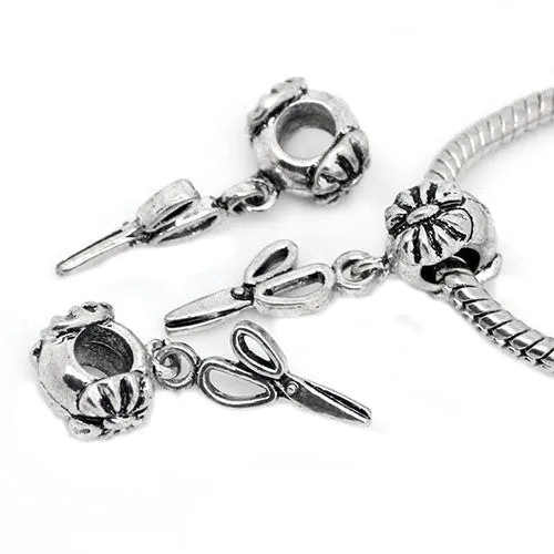 Scissors European Bead Compatible for Most European Snake Chain Bracelet