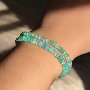 Sea Glass Green Faceted Opal Bracelet