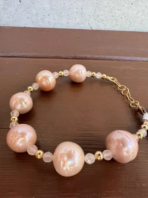 Sea Lustre Pearl Rose Quartz Bracelet
