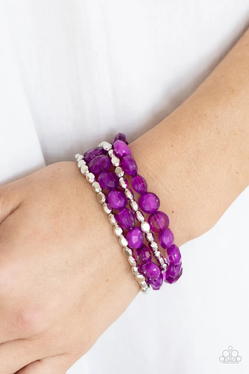 Seaside Siesta - Purple - Beaded Paparazzi Stretchy Bracelet
