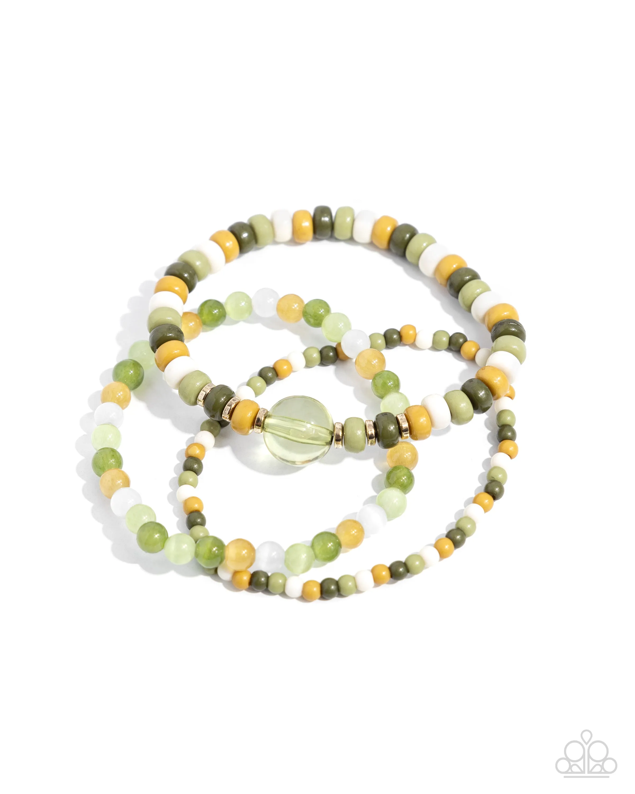 Seed Bead Stack Green Bracelet