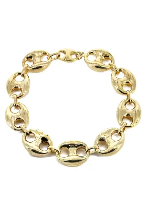 Semi Solid  Mens Puff Bracelet 10K/14K Yellow Gold