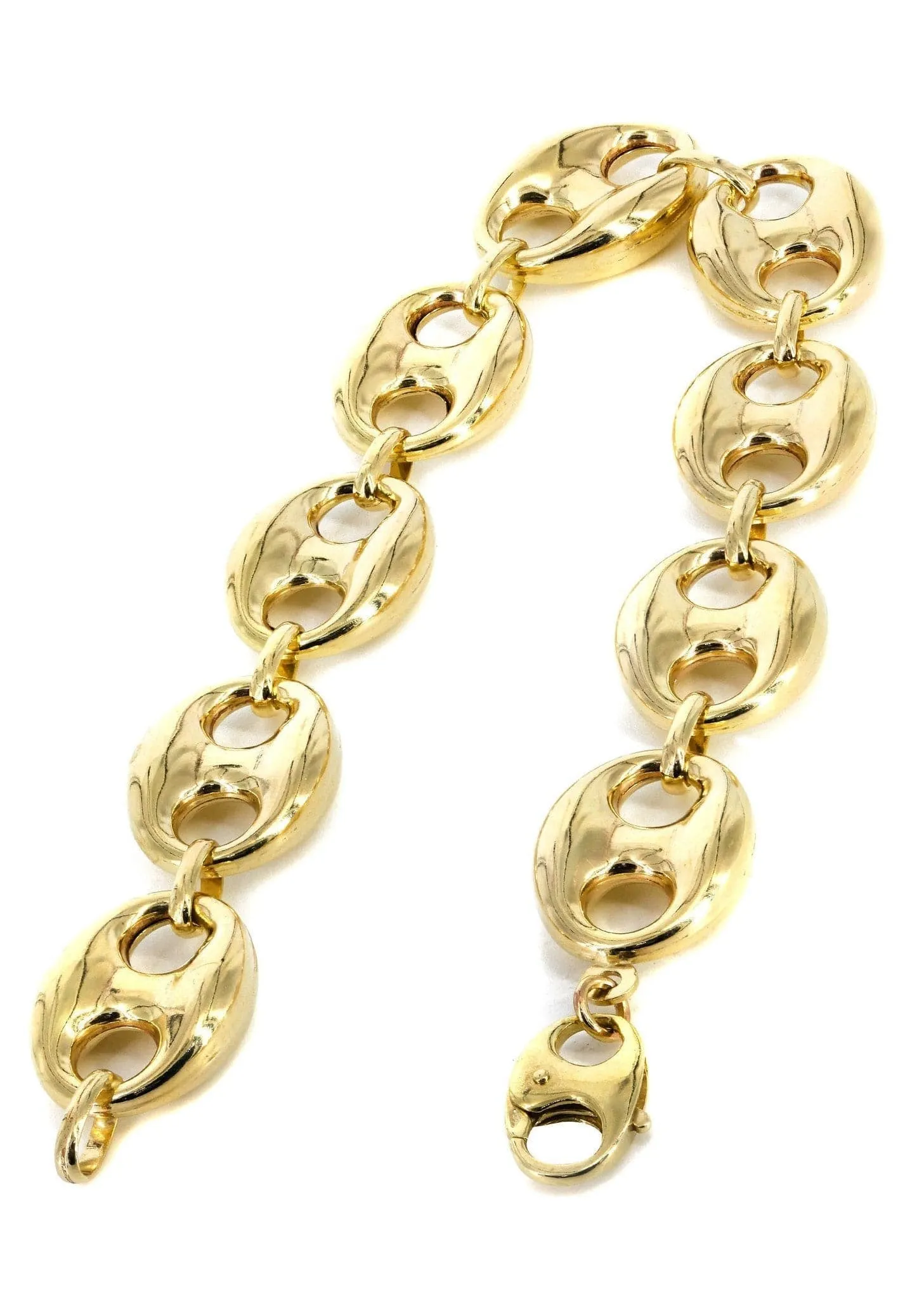 Semi Solid  Mens Puff Bracelet 10K/14K Yellow Gold