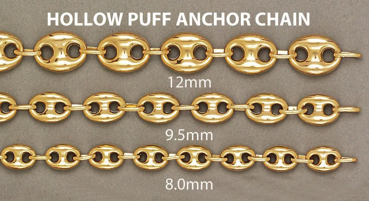 Semi Solid  Mens Puff Bracelet 10K/14K Yellow Gold