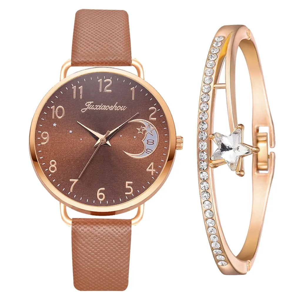 Set with watch and bracelets with moon phase dial