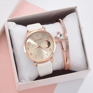Set with watch and bracelets with moon phase dial