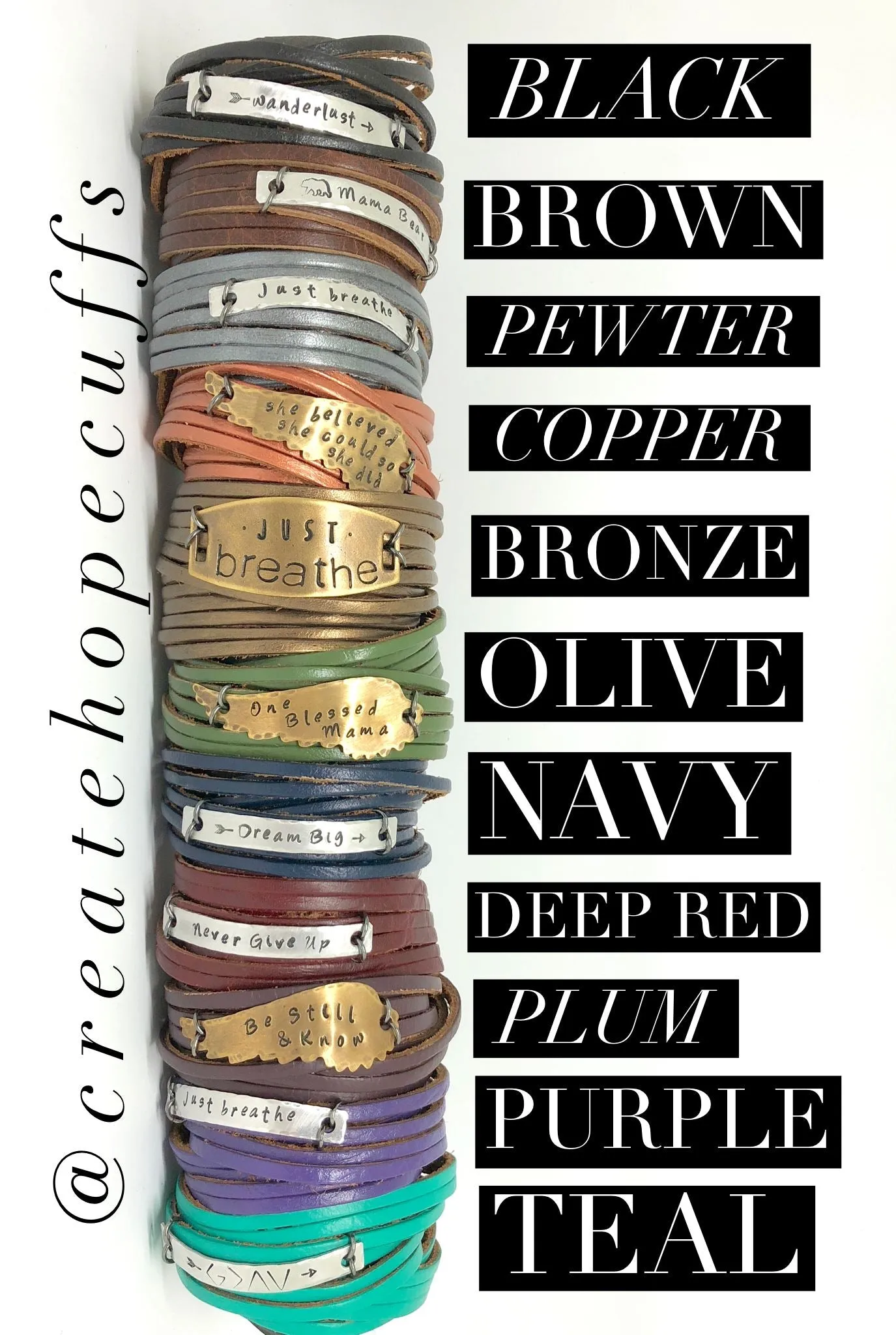 She Believed She Could Leather Wrap & Wing Bracelet, adjustable, Choose Your Color