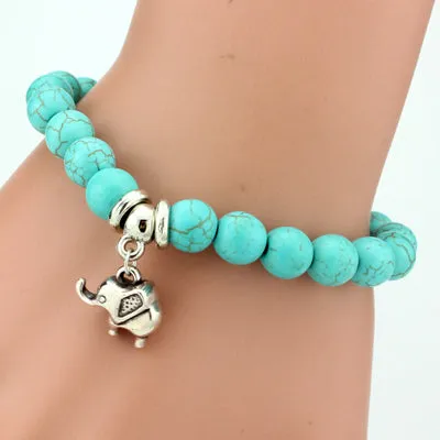 SHEEGIOR Boho Vintage Turquoises Bracelets for Women Men Cross Tree Snake Owl Hand Pendant Charm Bracelet Bangle Fashion Jewelry