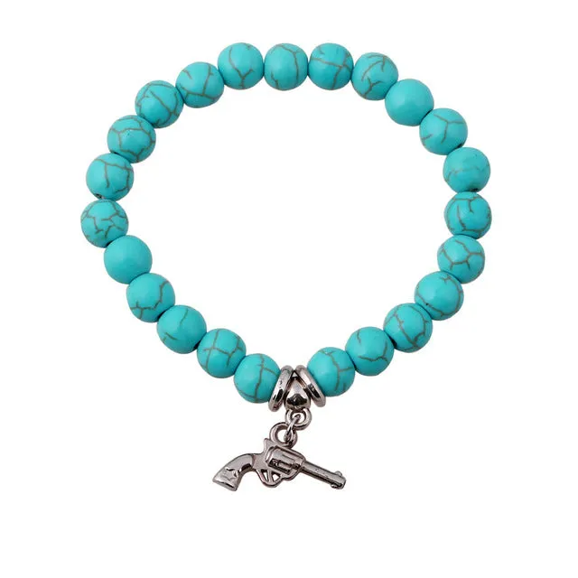 SHEEGIOR Boho Vintage Turquoises Bracelets for Women Men Cross Tree Snake Owl Hand Pendant Charm Bracelet Bangle Fashion Jewelry