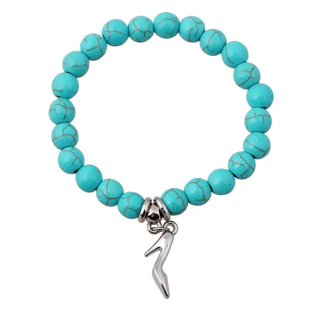 SHEEGIOR Boho Vintage Turquoises Bracelets for Women Men Cross Tree Snake Owl Hand Pendant Charm Bracelet Bangle Fashion Jewelry