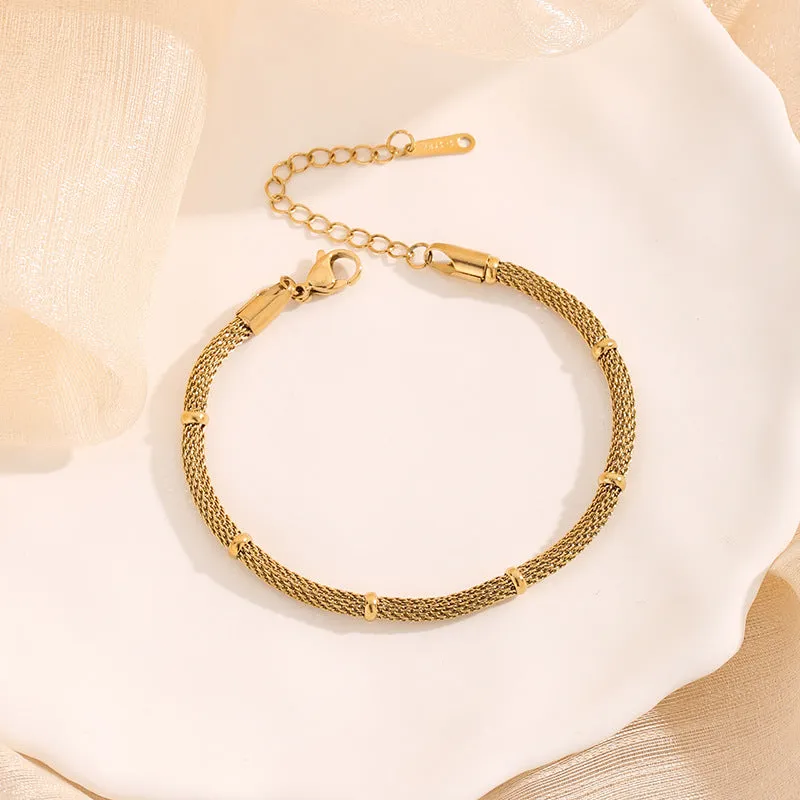Shell Oval Pendant Tone Mesh Gold Bracelet JLTB0597