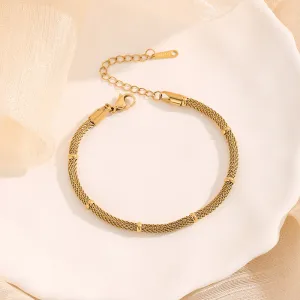 Shell Oval Pendant Tone Mesh Gold Bracelet JLTB0597