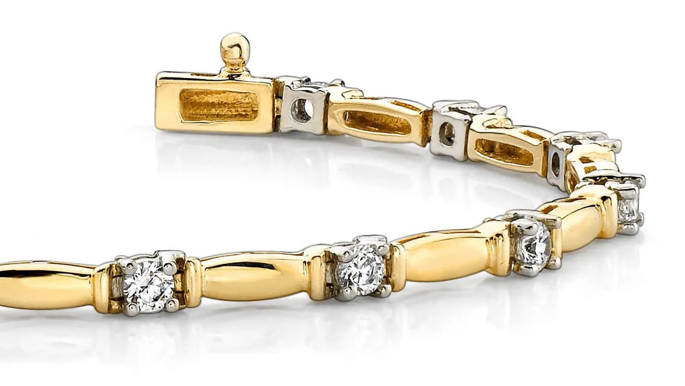 Shiny Column Link Lab-Grown Diamond Bracelet with 1.47 ct.(finished) 3mm
